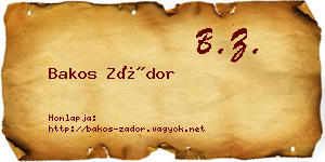 Bakos Zádor névjegykártya